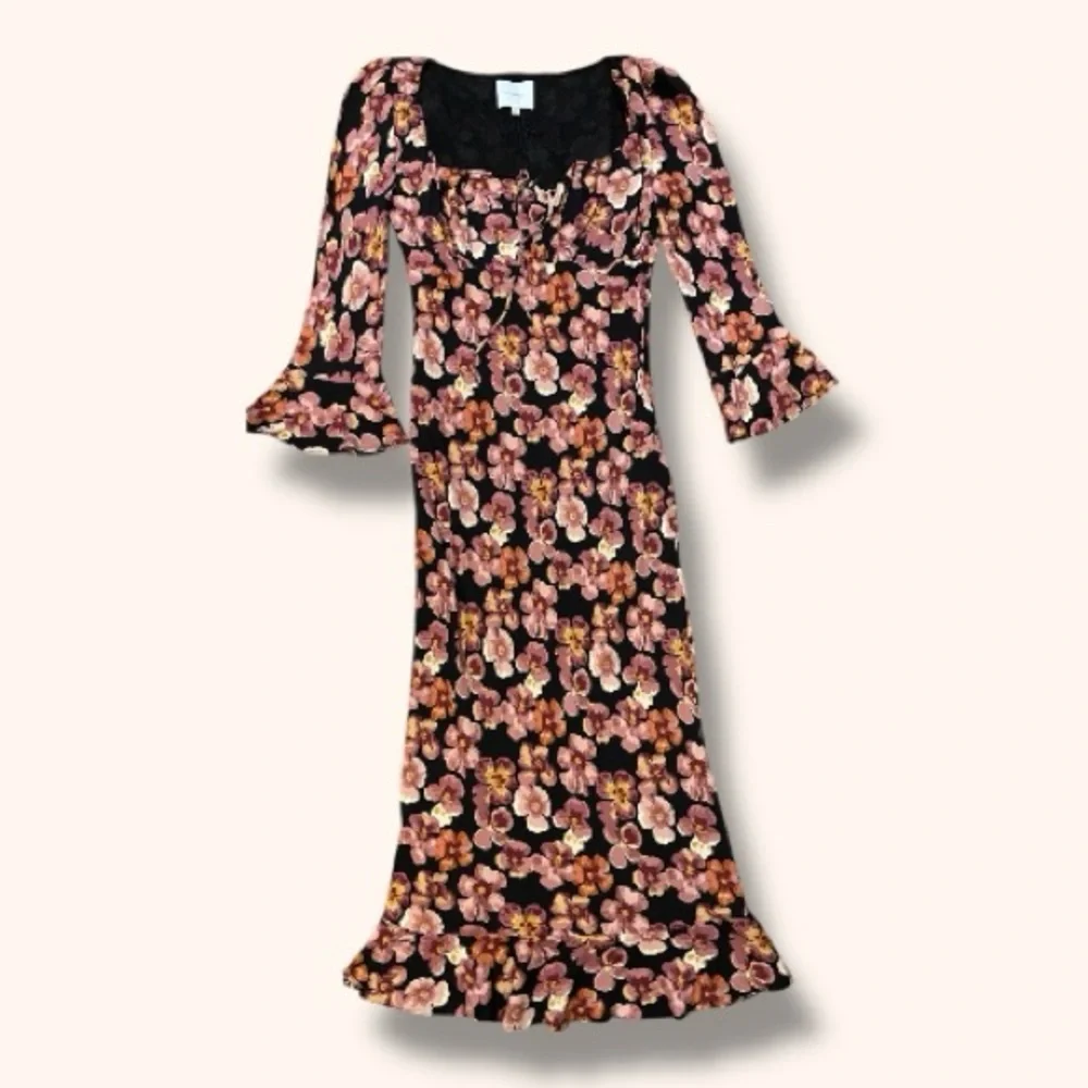 NWT Reformation Kiley Floral Print Half Sleeve Bodycon Midi Dress Size 4 Pansy - Picture 5 of 11